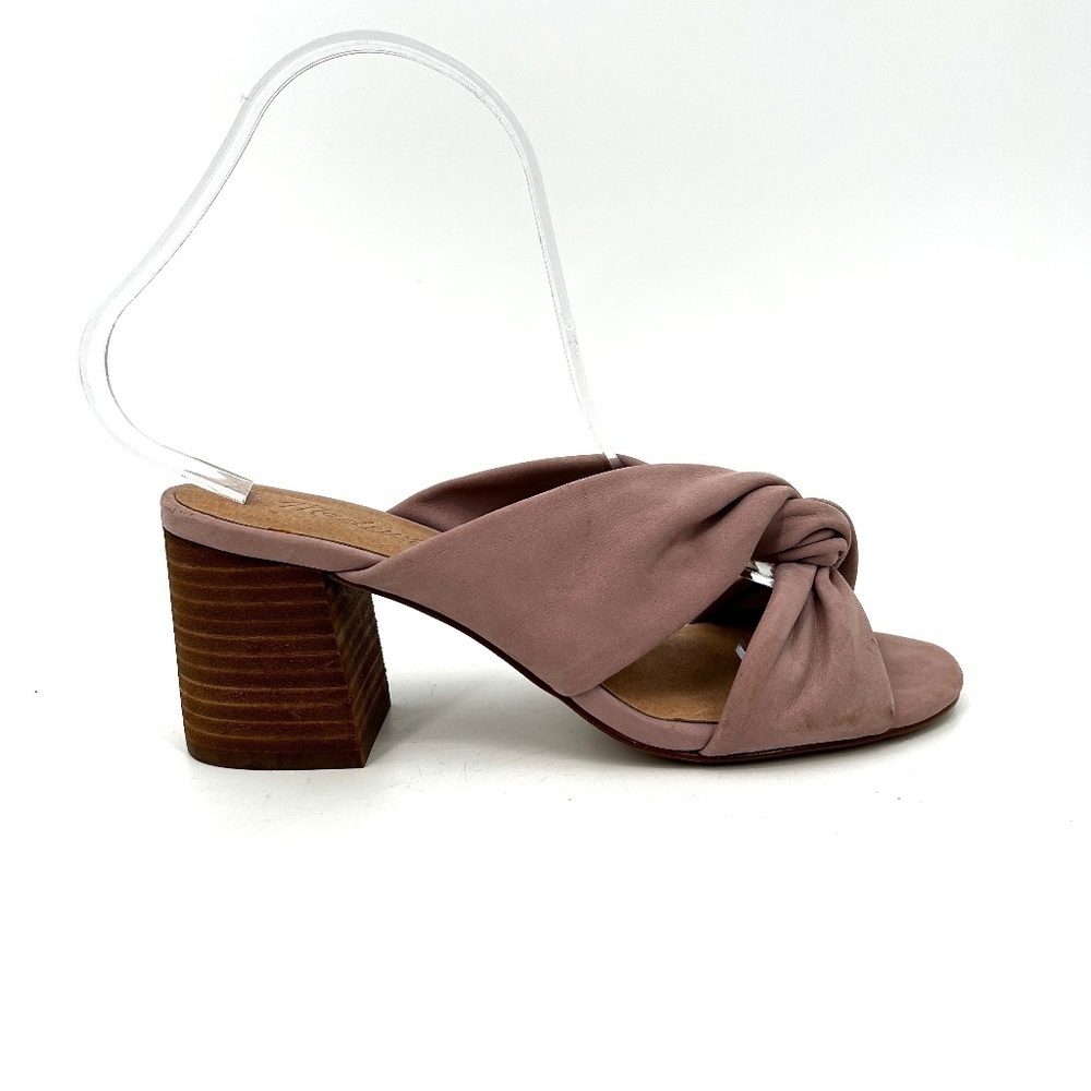 MADEWELL Blush Pink Sari CrissCross Leather Sandals Stacked Heel Slip On Shoes 6